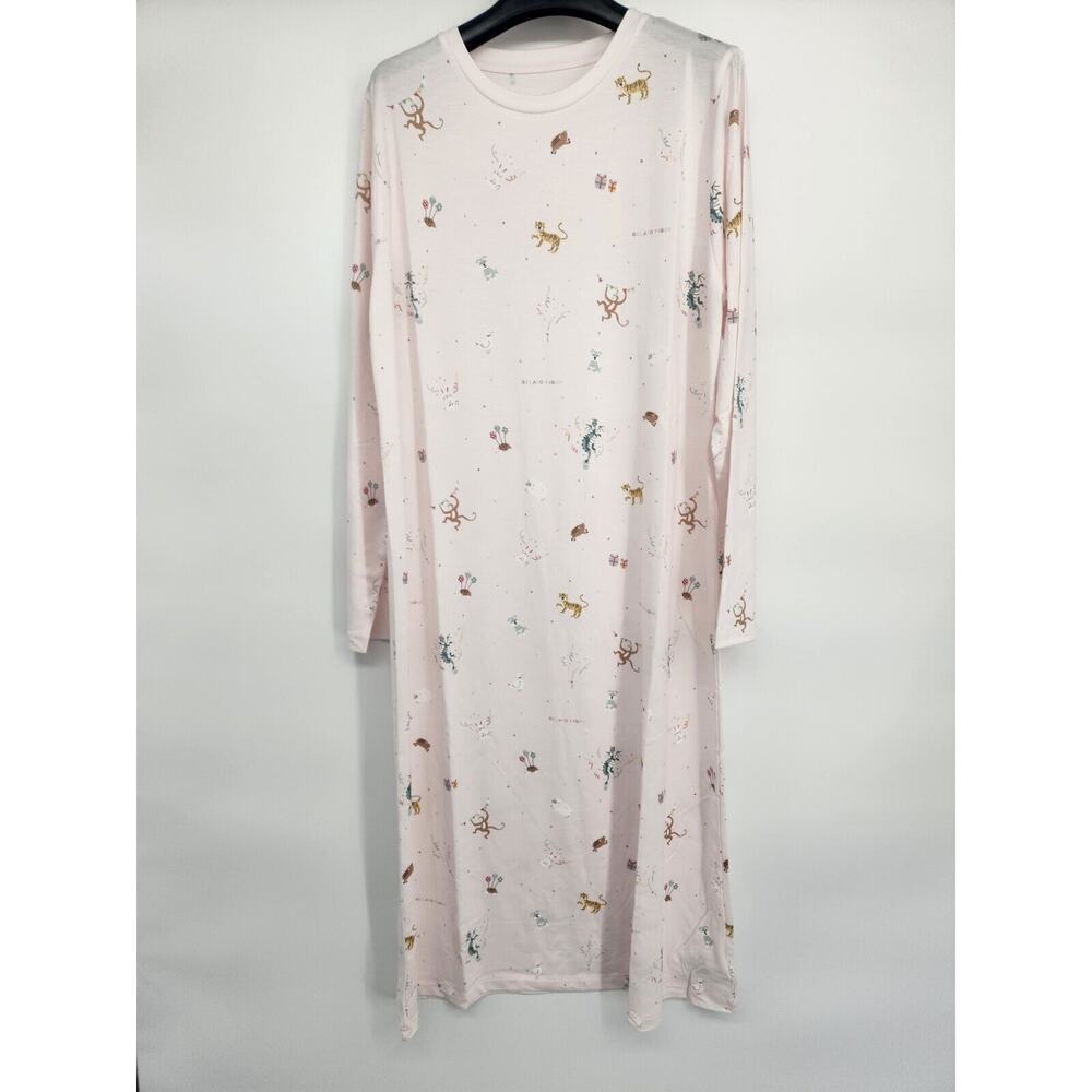 NWOT Gelato Pique Loungewear Long-sleeve T-Shirt Dress One Size Pink #1H424